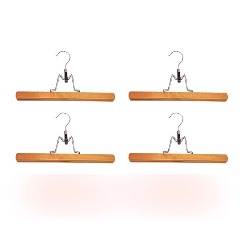 IKEA Wooden Pants & Skirts Hangers Set of 4 Wood Metal Clamp Pant & Skirt Hanger